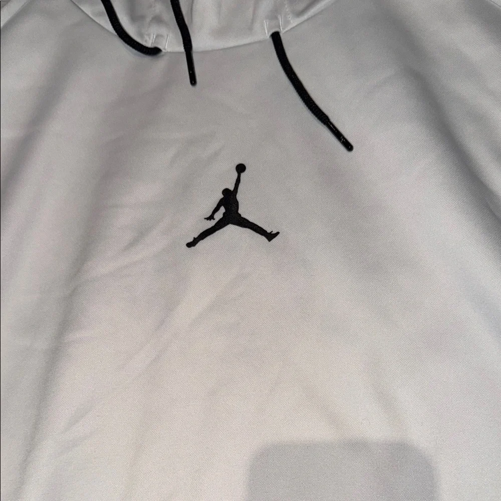 Jordan White Sleeveless Hoodie with Black Jumpman